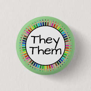 Badge Rond 2,50 Cm Ils sont des pronouns en cercle de crayons coloré