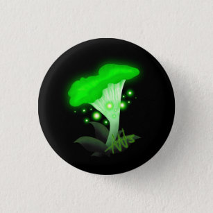 Badge Rond 2,50 Cm Imaginaire Chanterelle Champignon vert brillant