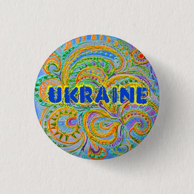 Badge Rond 2,50 Cm Imaginaire d'art populaire Motif Ukraine Porte - c (Devant)