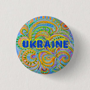 Badge Rond 2,50 Cm Imaginaire d'art populaire Motif Ukraine Porte - c
