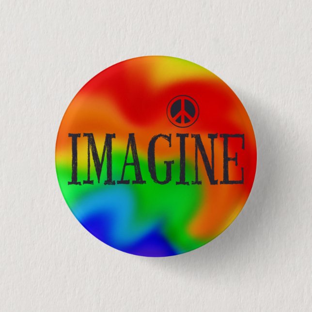 Badge Rond 2,50 Cm Imaginez le bouton Peace Rainbow Cravate-Dye (Devant)