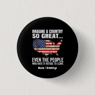 Badge Rond 2,50 Cm Imaginez un pays si grand Carte patriotique des Ét