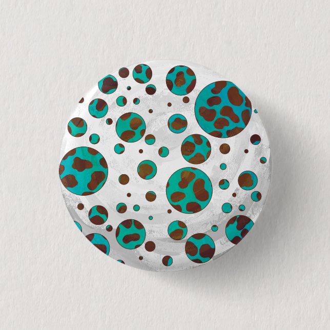 Badge Rond 2,50 Cm Impression Brown et Turquoise dalmate (Devant)