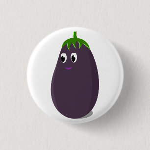 Badge Rond 2,50 Cm Impression d'aubergines mignonnes