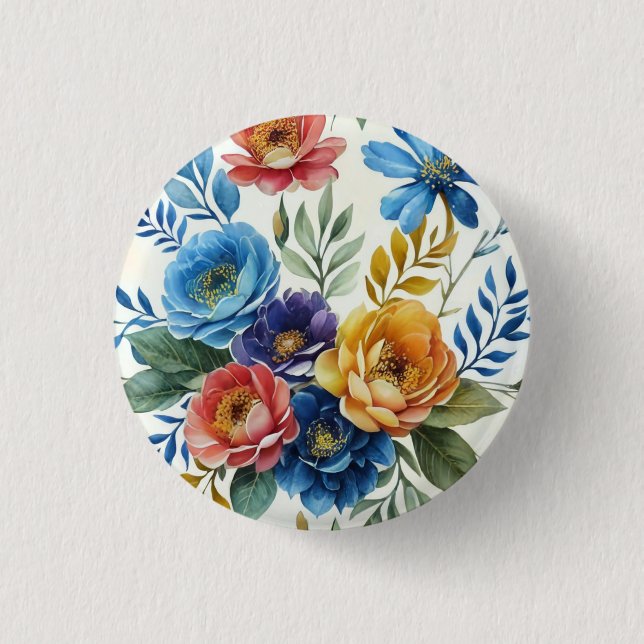 Badge Rond 2,50 Cm Impression florale d'aquarelle de printemps (Devant)