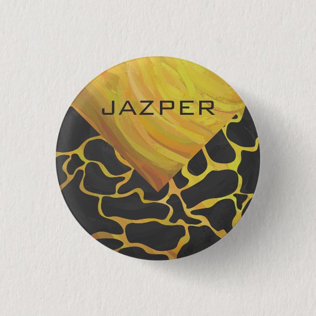 Badge Rond 2,50 Cm Impression Giraffe noir et jaune (Devant)