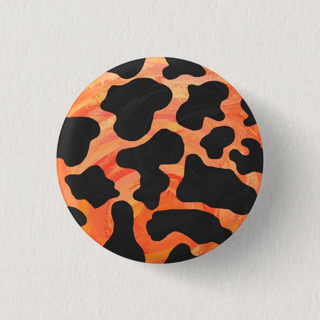 Badge Rond 2,50 Cm Impression noire et orange de vache (Devant)