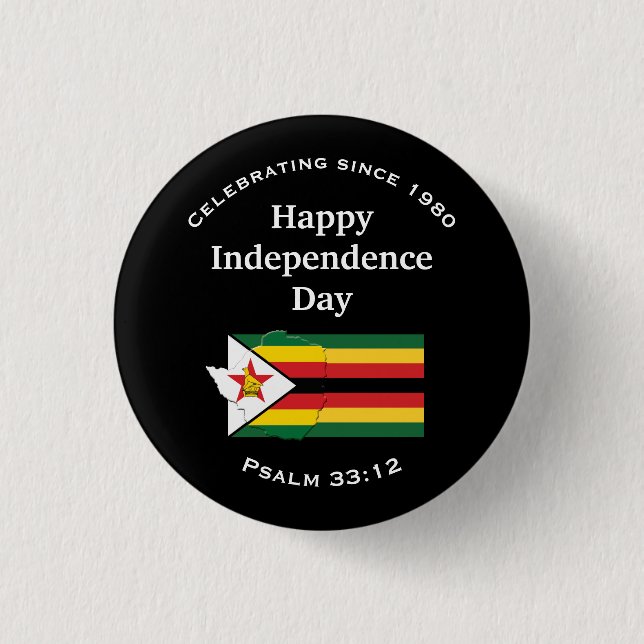 Badge Rond 2,50 Cm INDÉPENDANCE DU ZIMBABWE Patriotique (Devant)