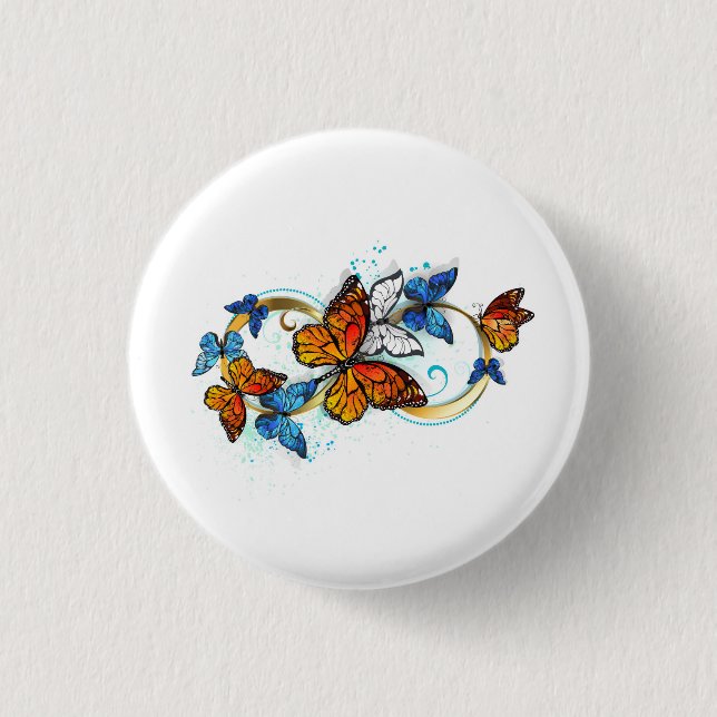 Badge Rond 2,50 Cm Infinité de papillons monarques (Devant)