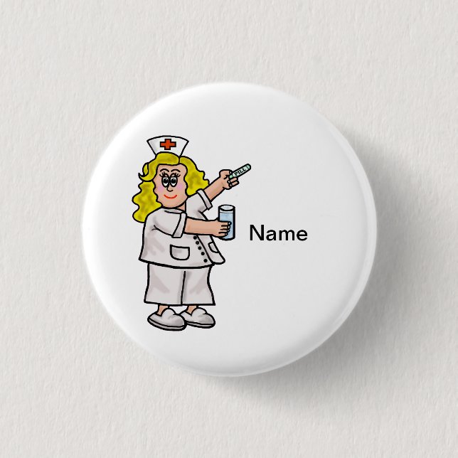 Badge Rond 2,50 Cm Infirmière avec le bouton personnalisable de (Devant)