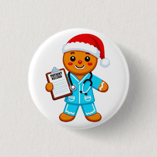 Badge Rond 2,50 Cm Infirmière en pain d'épices Noël 2026 Vacances San