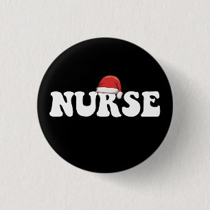 Badge Rond 2,50 Cm Infirmière Santa Hat Noël Soins infirmiers