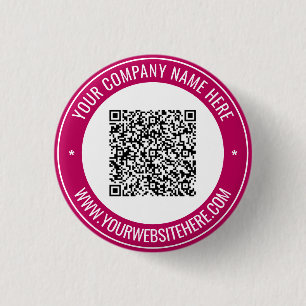 Badge Rond 2,50 Cm Info d'analyse de code QR et Bouton Texte personna