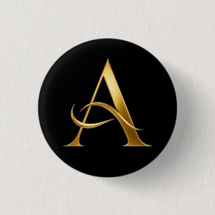 Badge Rond 2,50 Cm Initiale dorée A Design minimaliste