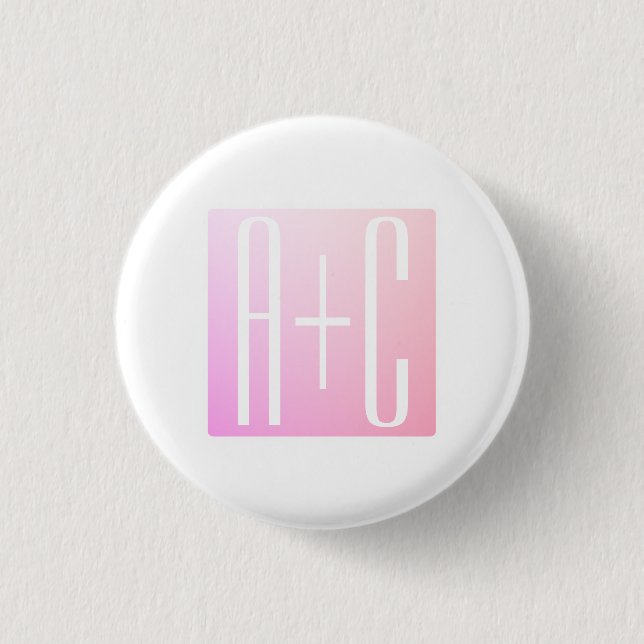 Badge Rond 2,50 Cm Initiales de couple | Gradation rose subtile (Devant)
