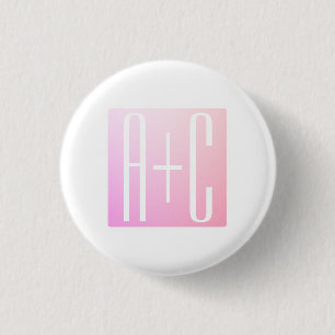Badge Rond 2,50 Cm Initiales du couple Dégradé rose subtil