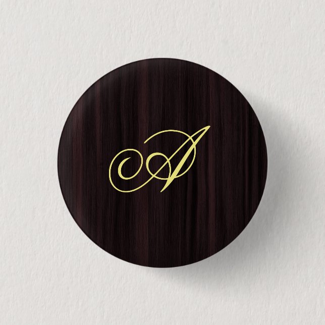 Badge Rond 2,50 Cm Initiales manuscrites en bois Motif (Devant)