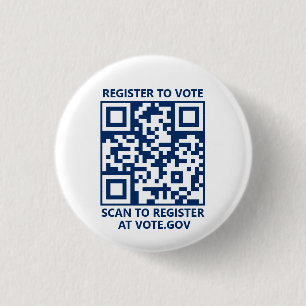 Badge Rond 2,50 Cm Inscrivez-vous pour voter code QR scannable bleu m