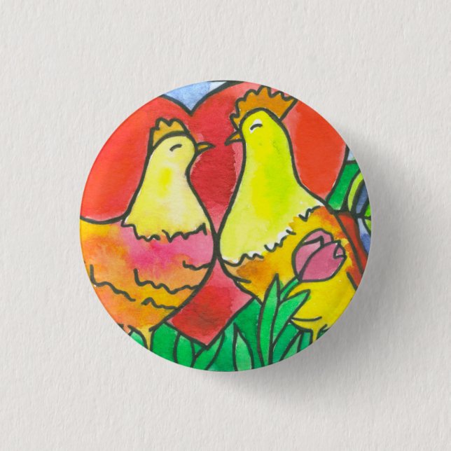 Badge Rond 2,50 Cm Inséparables de poulet (Devant)