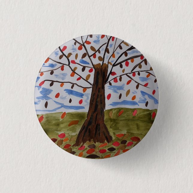 Badge Rond 2,50 Cm Insigne arbre d'automne (Devant)