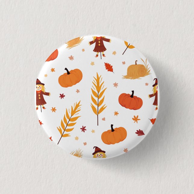 Badge Rond 2,50 Cm Insigne d'automne Citrouille Motif (Devant)