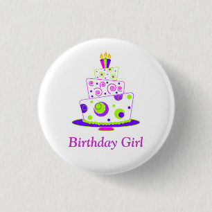 Badge Rond 2,50 Cm Insigne de fille d'anniversaire