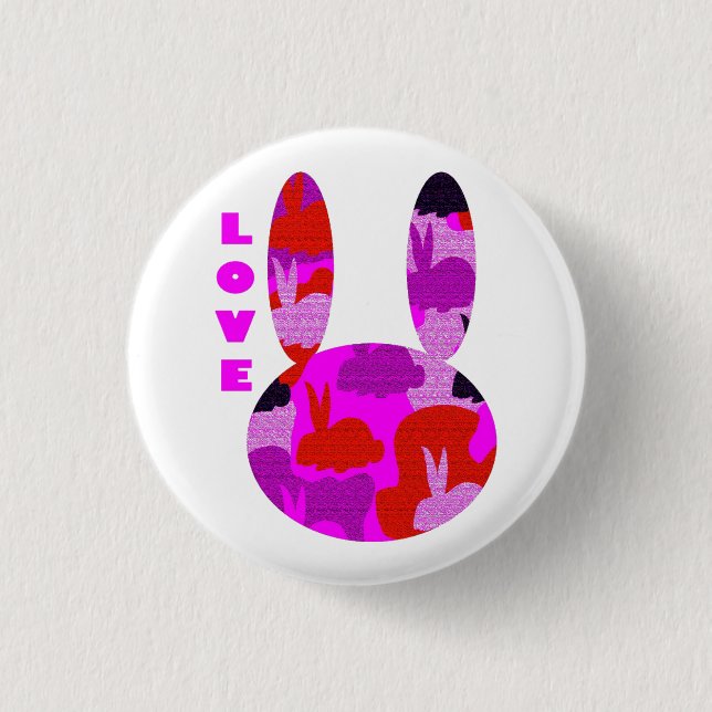Badge Rond 2,50 Cm Insigne de lapin d'amour (Devant)