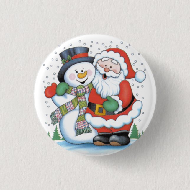 Badge Rond 2,50 Cm Insigne de Noël : Étreindre de Père Noël et de (Devant)