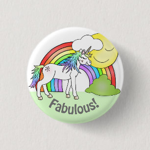 Badge Rond 2,50 Cm Insigne de Pin de soleil d'arc-en-ciel de licorne