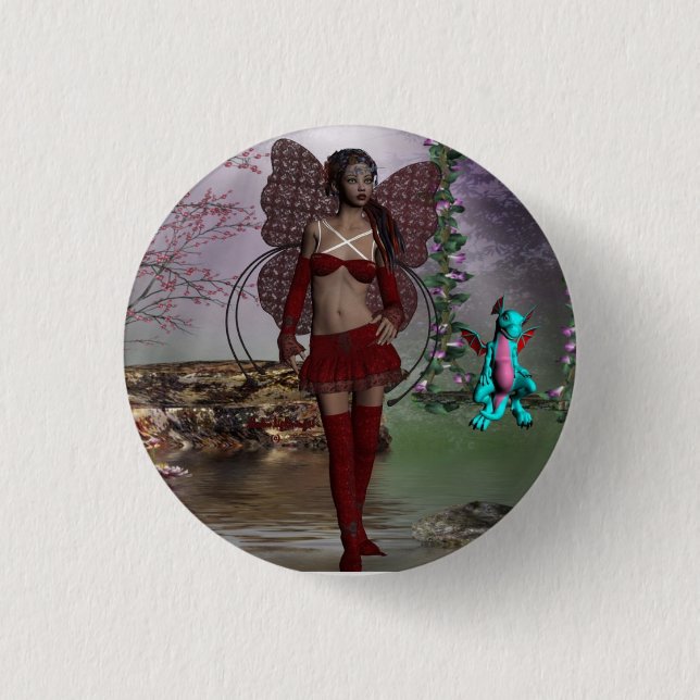 Badge Rond 2,50 Cm insigne féerique de fille (Devant)