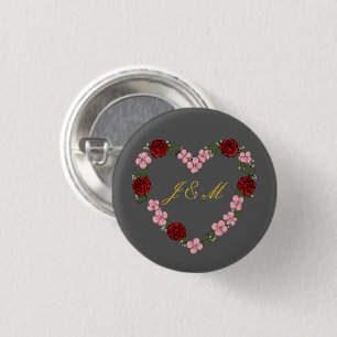 Badge Rond 2,50 Cm Insigne gris avec couronne de fleurs