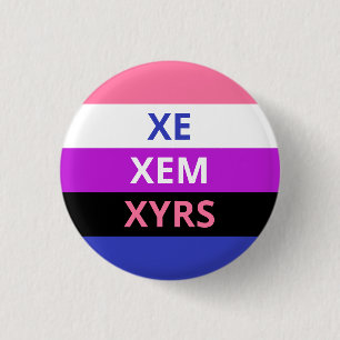 Badge Rond 2,50 Cm Insigne indicateur Xe/Xem Pronounounouns Genderflu