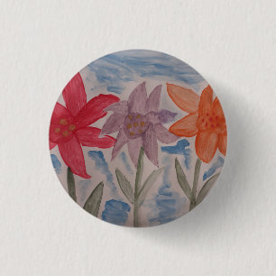 Badge Rond 2,50 Cm Insigne Lily Flowers
