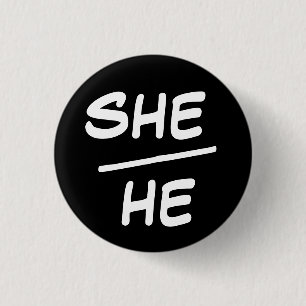 Badge Rond 2,50 Cm Insigne noir et blanc du Pronoun