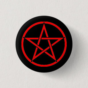 Badge Rond 2,50 Cm Insigne noir et rouge de bouton de pentagone