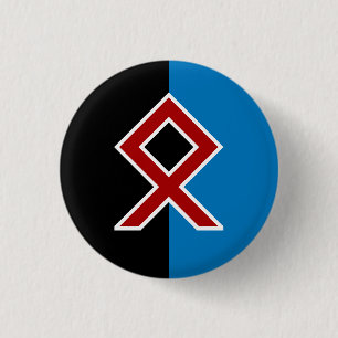 Badge Rond 2,50 Cm Insigne Odal Rune - Vie, Esprit, Sol et Mer