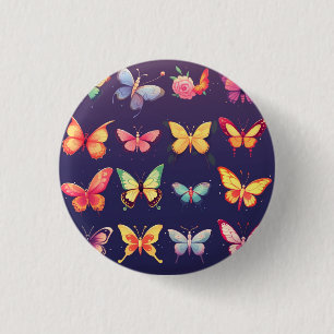 Badge Rond 2,50 Cm Insigne papillon, bouton, épingle, joli papillon
