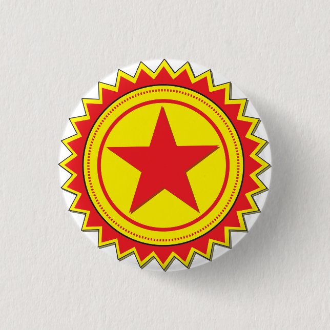 Badge Rond 2,50 Cm Insigne rouge d'étoile (Devant)