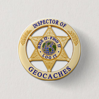 Badge Rond 2,50 Cm Inspecteur de Geocache - peau, découverte, insigne