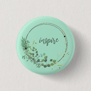 Badge Rond 2,50 Cm Inspire With Floral Botanical Frame
