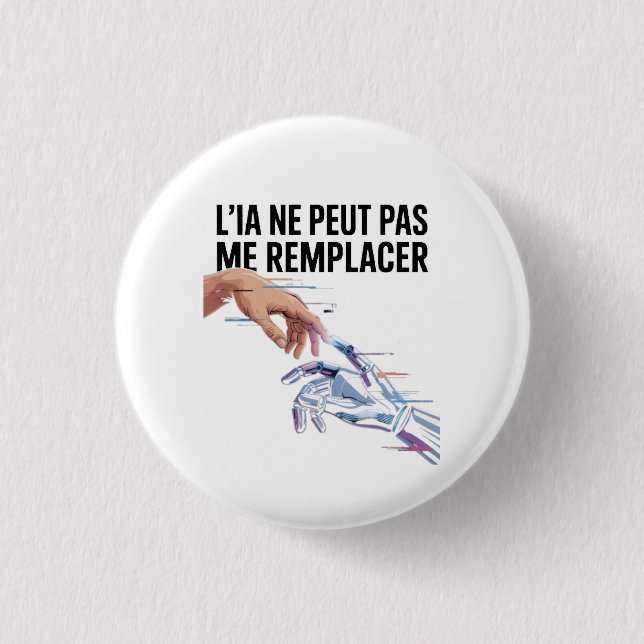 Badge Rond 2,50 Cm Intelligence artificielle et humains (Devant)