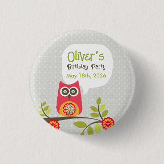 Badge Rond 2,50 Cm Invitation d'anniversaire de forêt mignonne avec c