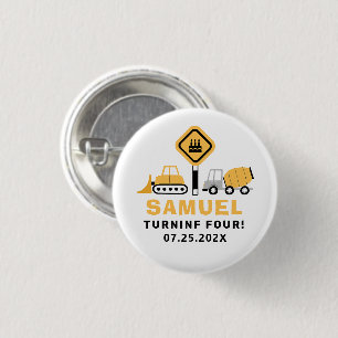 Badge Rond 2,50 Cm Invitation d'anniversaire garçon thème en construc