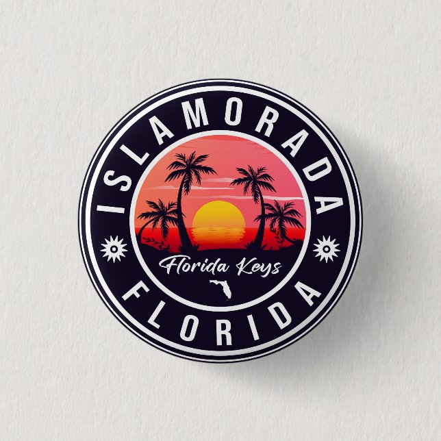 Badge Rond 2,50 Cm Islamorada Florida Retro Sunset Beach Souvenirs (Devant)