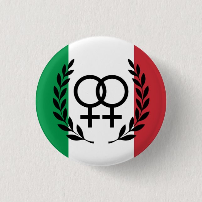 Badge Rond 2,50 Cm Italian Flag Lesbian Pride Pin with laurel wreath (Devant)
