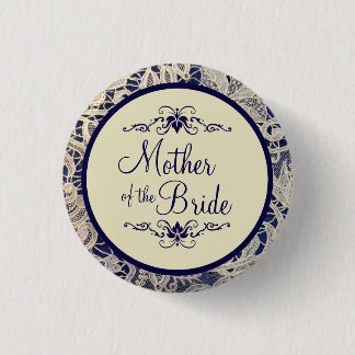 Badge Rond 2,50 Cm Ivory Lace Marine Mariage bleu Mère de la mariée
