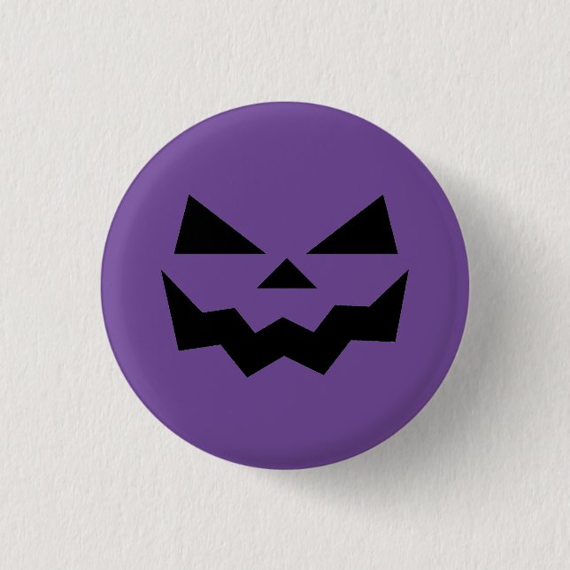Badge Rond 2,50 Cm Jack-o-lanterne classique violet visage citrouille (Devant)