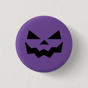 Badge Rond 2,50 Cm Jack-o-lanterne classique violet visage citrouille