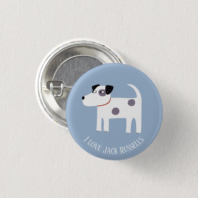 Badge Rond 2,50 Cm Jack Russell Terrier Dog Custom Text (Devant & derrière)