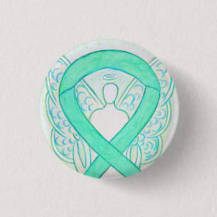 Badge Rond 2,50 Cm Jade Green Angel Sensibilisation Ruban Personnalis